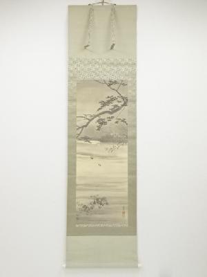 原田琴泉筆　蛍図　肉筆絹本掛軸（保護箱）